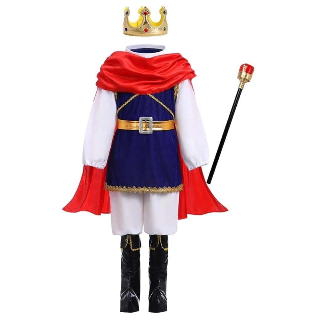 Kids' Prince Costume Set with Gold Crown, Scepter and Red Cape - Image 5