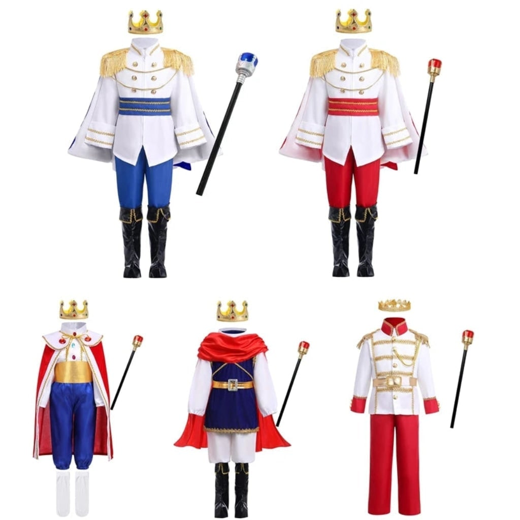 Kids' Prince Costume Set with Gold Crown, Scepter and Red Cape - Image 6