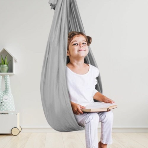 Kids' Sensory Swing Cocoon with Elastic Fabric for Therapy and Calm - Image 4