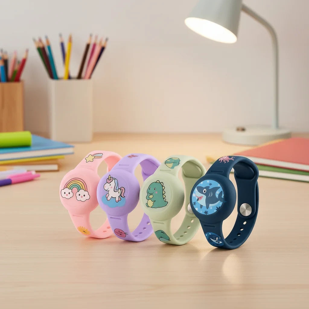 Kids' Silicone Airtag Wristband with Adjustable Strap and Cartoon Graphics - Image 1