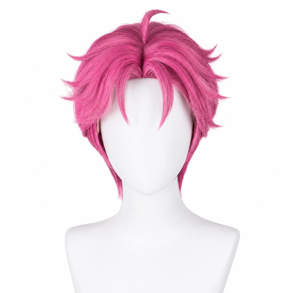 Kids' Synthetic Pink Costume Wig for Halloween Cosplay and Dress-Up - Image 9