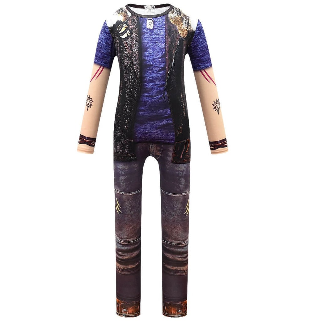 Kids' Zombie Costume with Zip-Up Vest and Tattoo Details for Halloween - Image 3