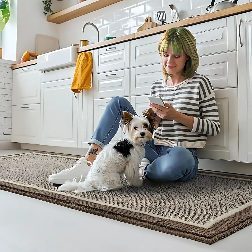 Kitchen Runner Rug Non Slip with Textured Woven Surface and Skid Backing - Image 4