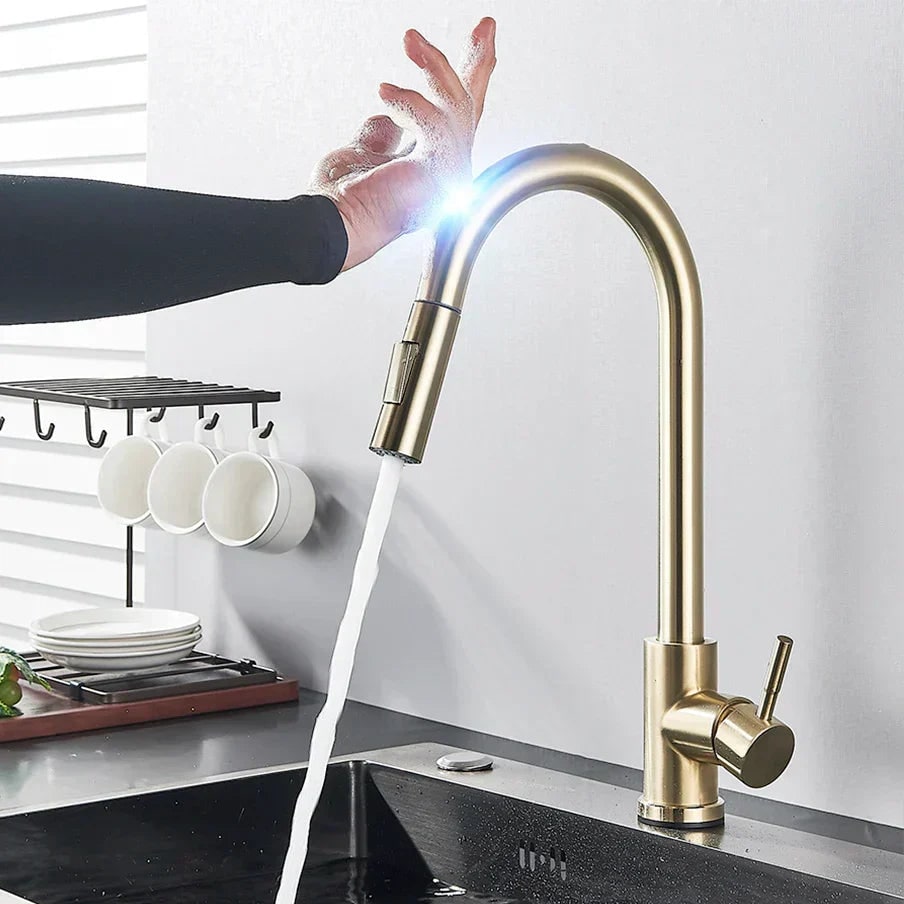 Kitchen Water Faucet with Touch Activation Pull-Down Sprayer and Single Lever Handle - Image 2
