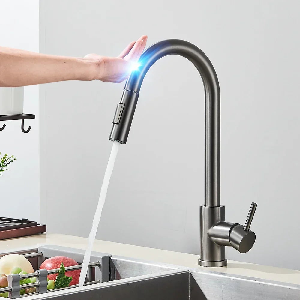 Kitchen Water Faucet with Touch Activation Pull-Down Sprayer and Single Lever Handle - Image 3