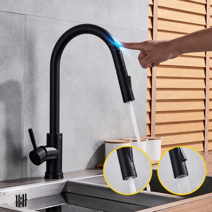 Kitchen Water Faucet with Touch Activation Pull-Down Sprayer and Single Lever Handle - Image 4