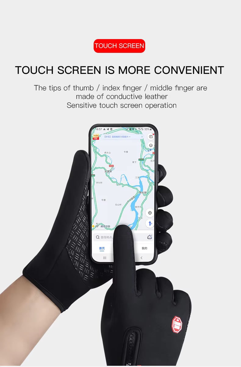 Ladies Winter Gloves Waterproof Touchscreen with Zipper Wrist and Non-Slip Grip - Image 10