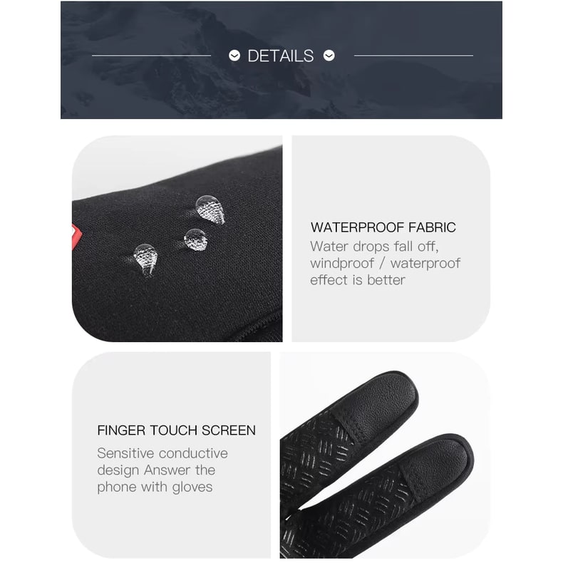 Ladies Winter Gloves Waterproof Touchscreen with Zipper Wrist and Non-Slip Grip - Image 16
