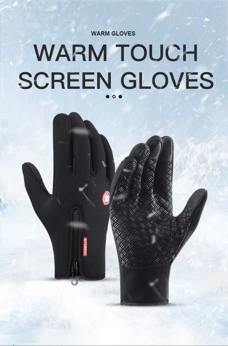 Ladies Winter Gloves Waterproof Touchscreen with Zipper Wrist and Non-Slip Grip - Image 6