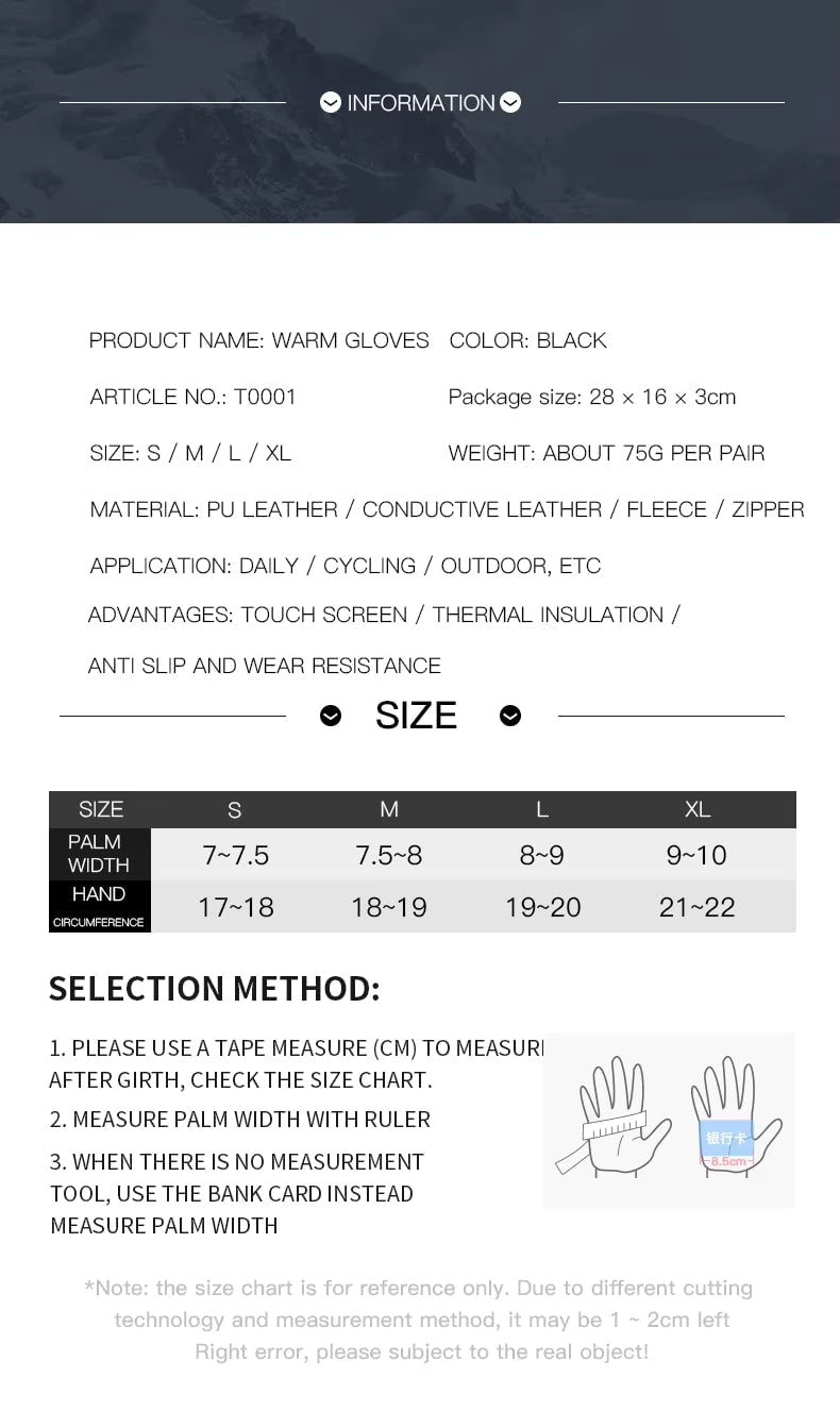 Ladies Winter Gloves Waterproof Touchscreen with Zipper Wrist and Non-Slip Grip - Image 7