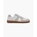Leather Sneakers with Suede Overlays Lace Up Low Top Casual - Image 1