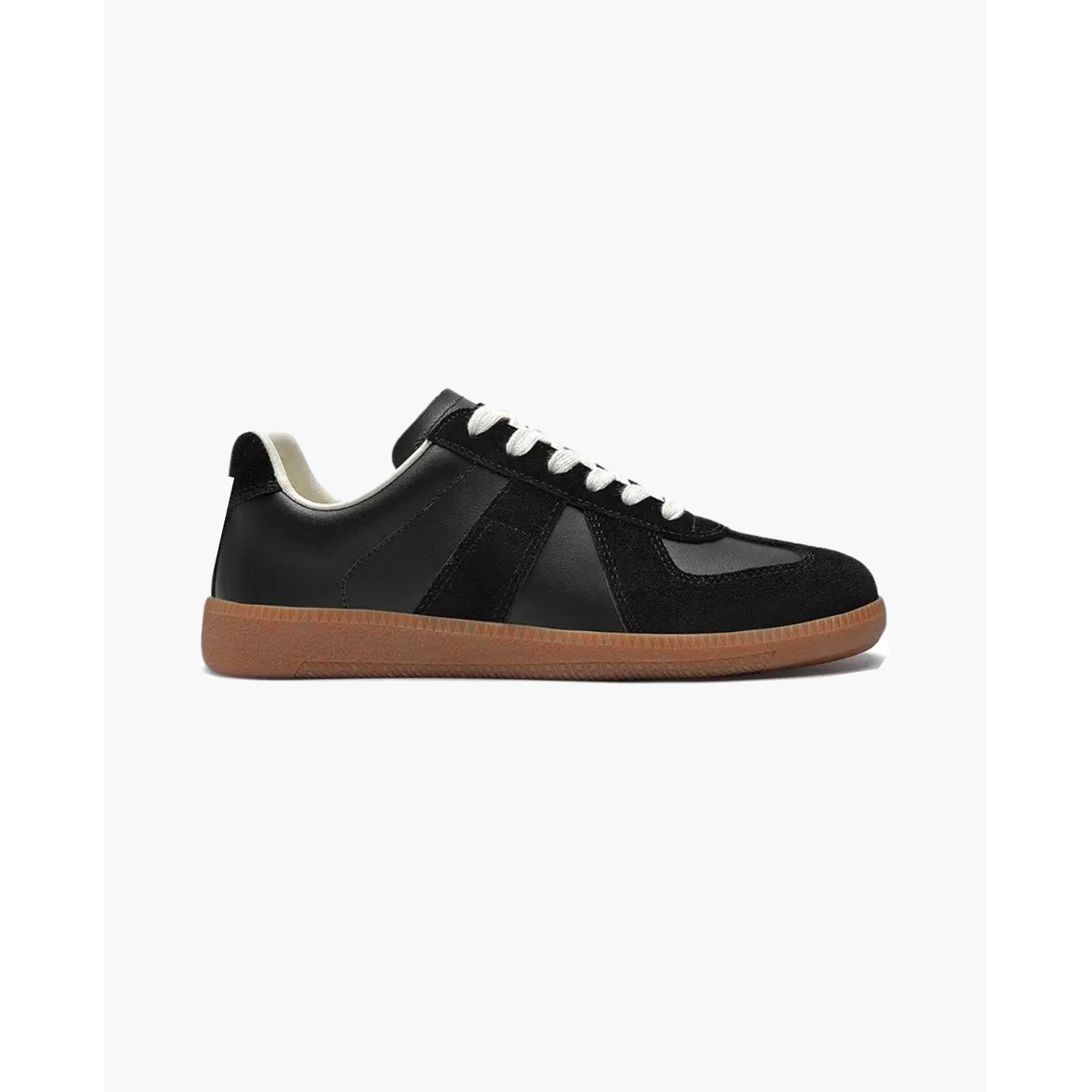 Leather Sneakers with Suede Overlays Lace Up Low Top Casual - Image 4