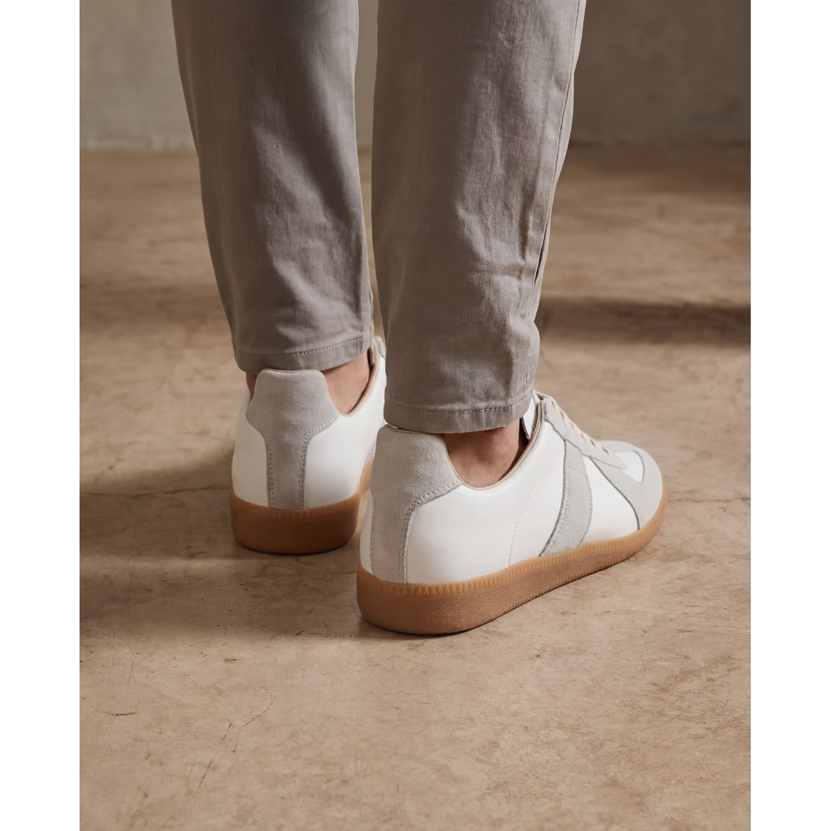 Leather Sneakers with Suede Overlays Lace Up Low Top Casual - Image 5