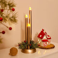 LED Candelabra Light Bulbs with Flickering Flameless Taper Candles and Holiday Greenery - Image 1