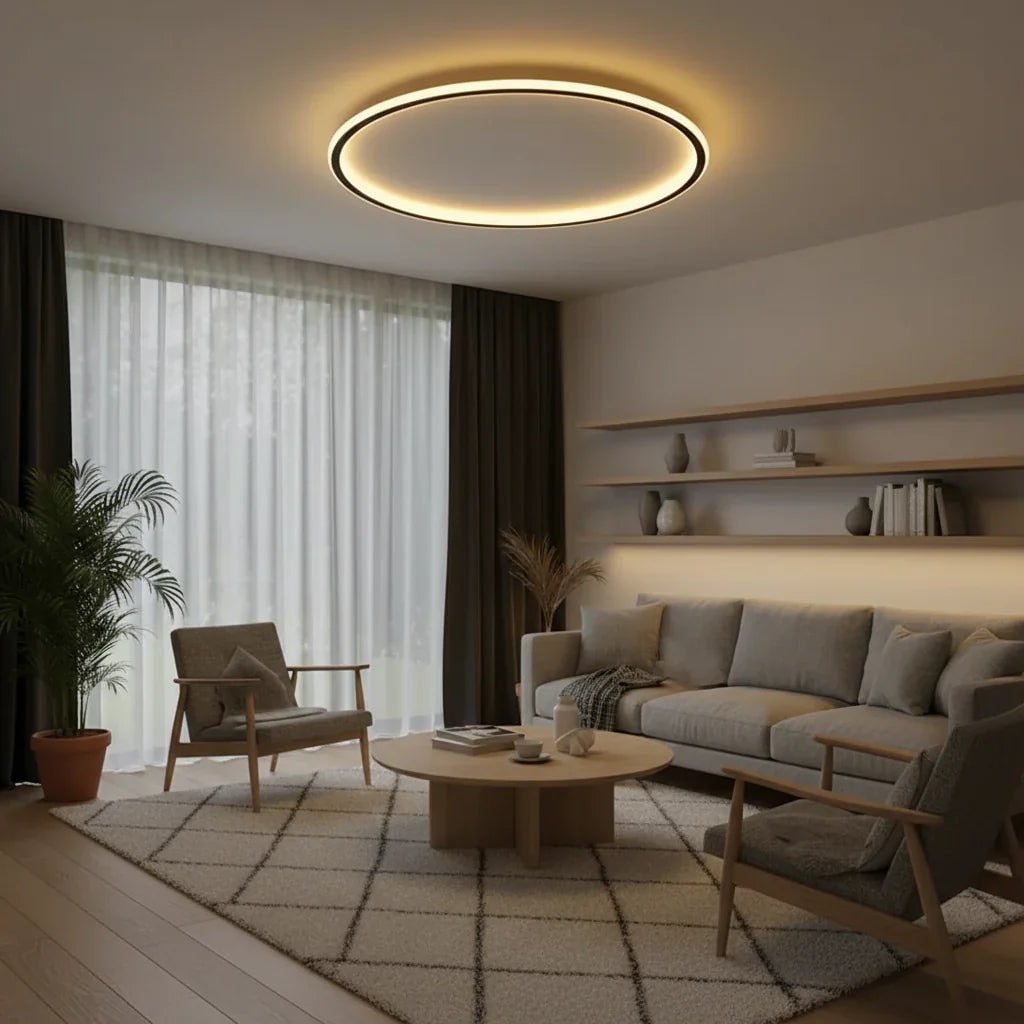 LED Ceiling Light Fixture Flush Mount with Round Minimalist Design and Low Profile Silhouette - Image 4
