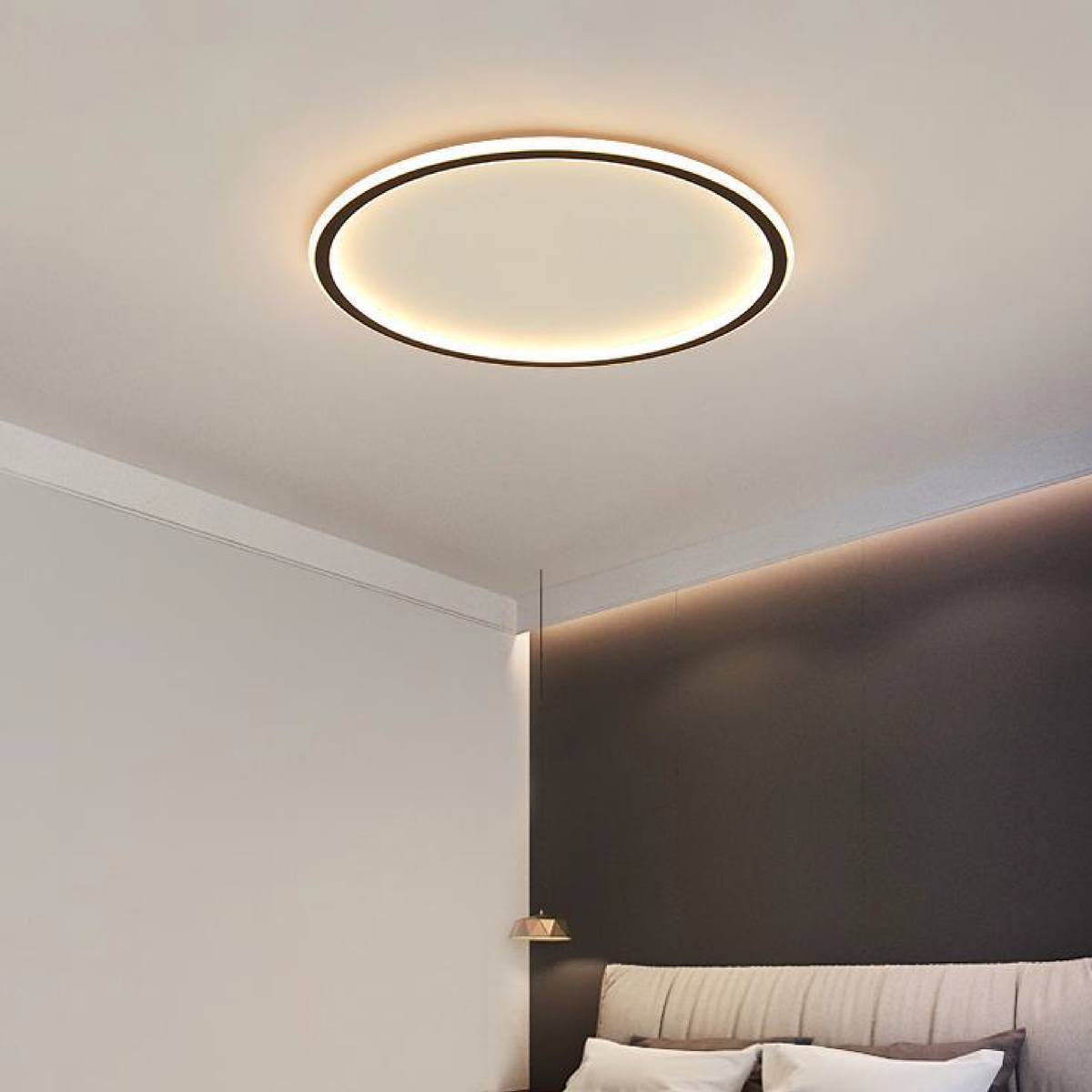 LED Ceiling Light Fixture with Modern Circular Ring Design and Flush Mount - Image 4
