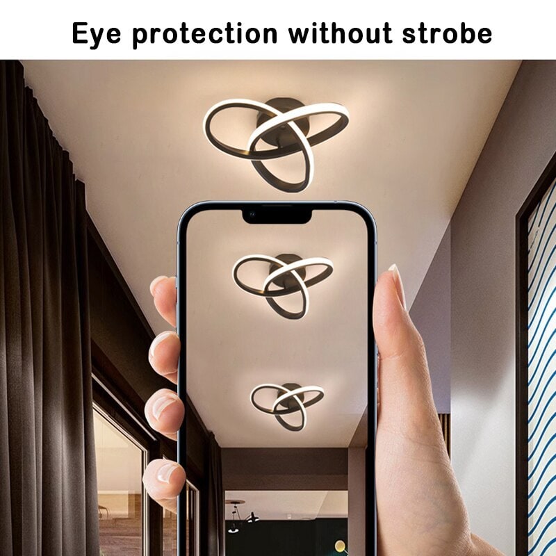 LED Ceiling Light Fixture with Modern Interlocking Rings Flush Mount Design - Image 7