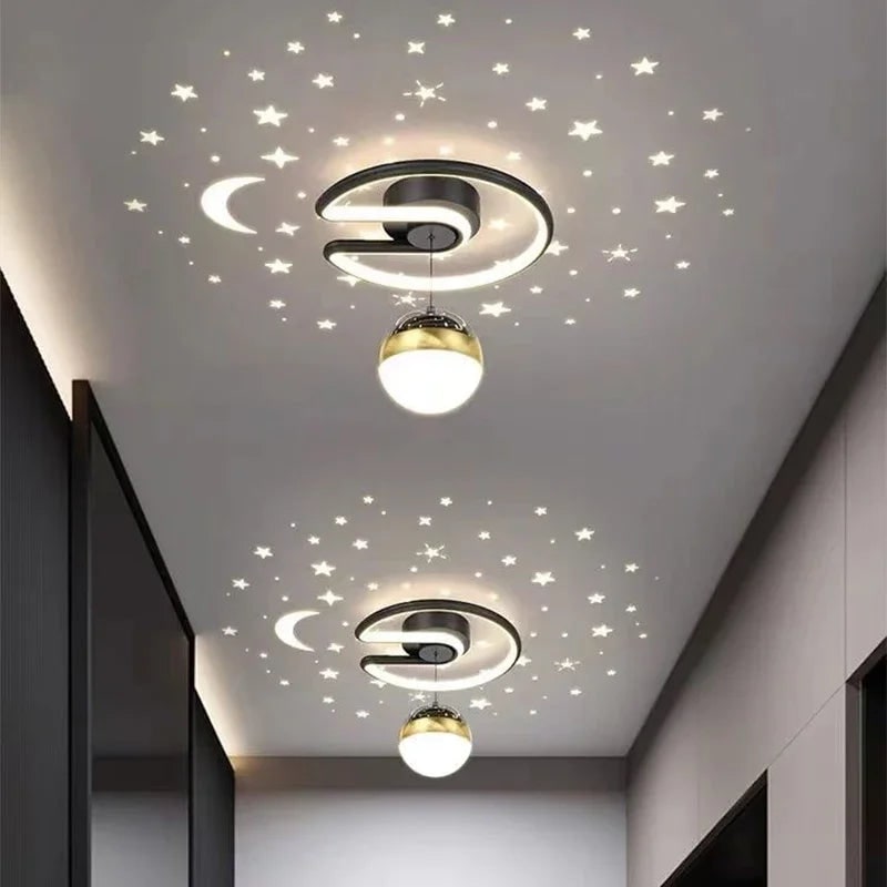 LED Ceiling Light with Starry Sky Projection and Semi Flush Mount Design - Image 1