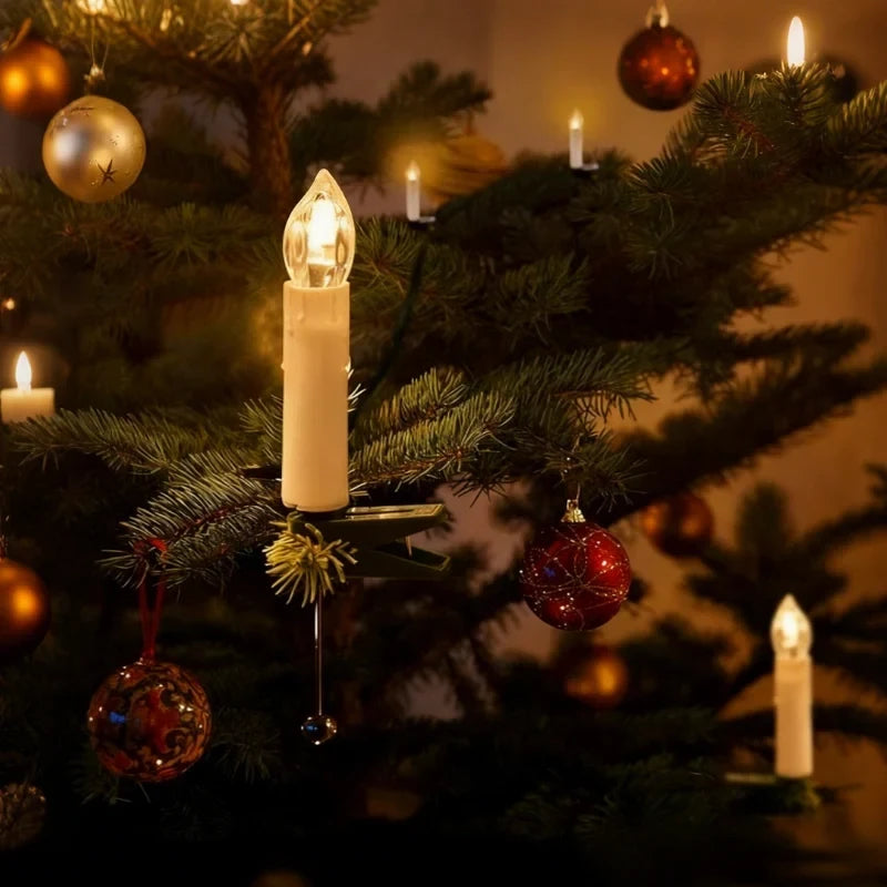 LED Christmas Lights Clip-On Tree Candles with Warm White Flicker and Battery Operation - Image 1