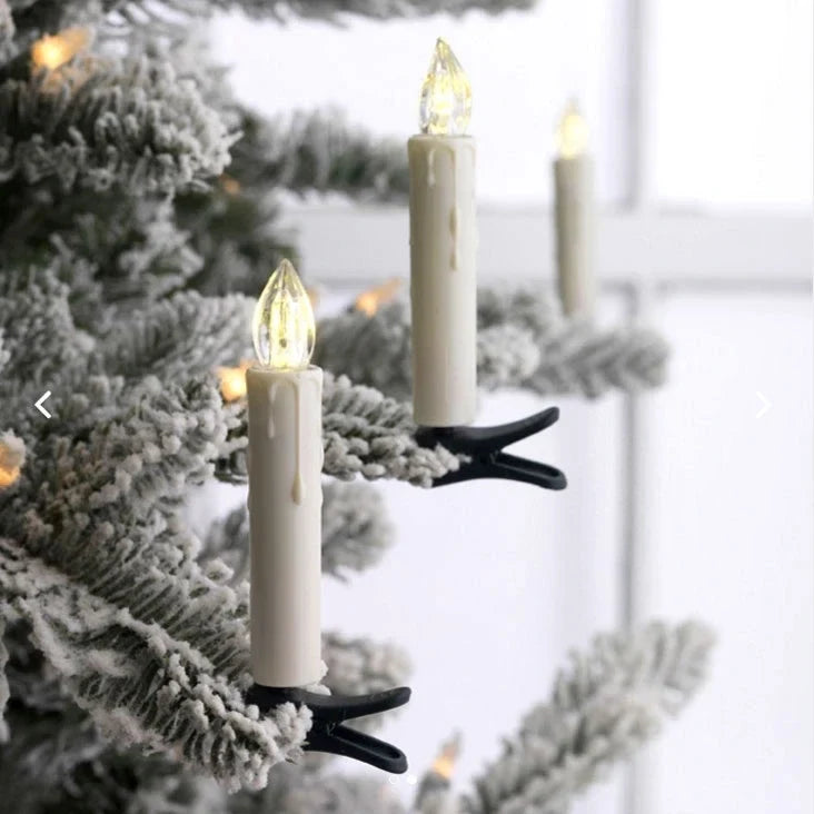 LED Christmas Lights Clip-On Tree Candles with Warm White Flicker and Battery Operation - Image 3