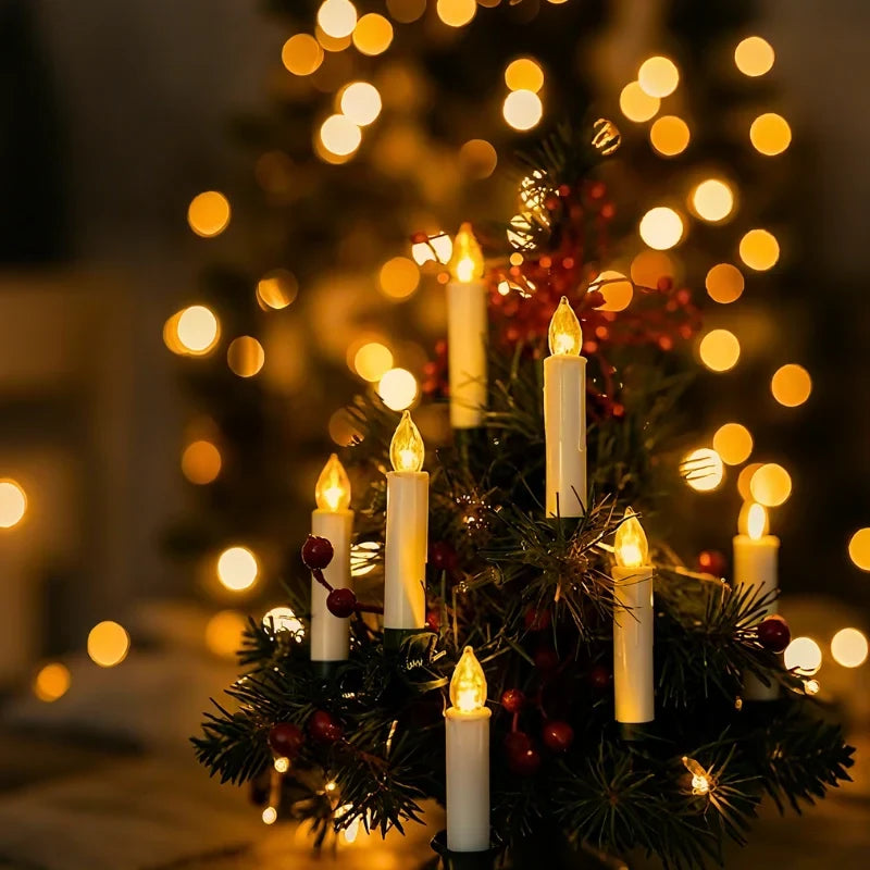 LED Christmas Lights Clip-On Tree Candles with Warm White Flicker and Battery Operation - Image 4
