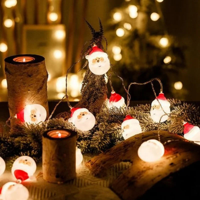 LED Christmas Lights String with 20 Santa Shaped Heads Battery Operated 3 Meter - Image 7