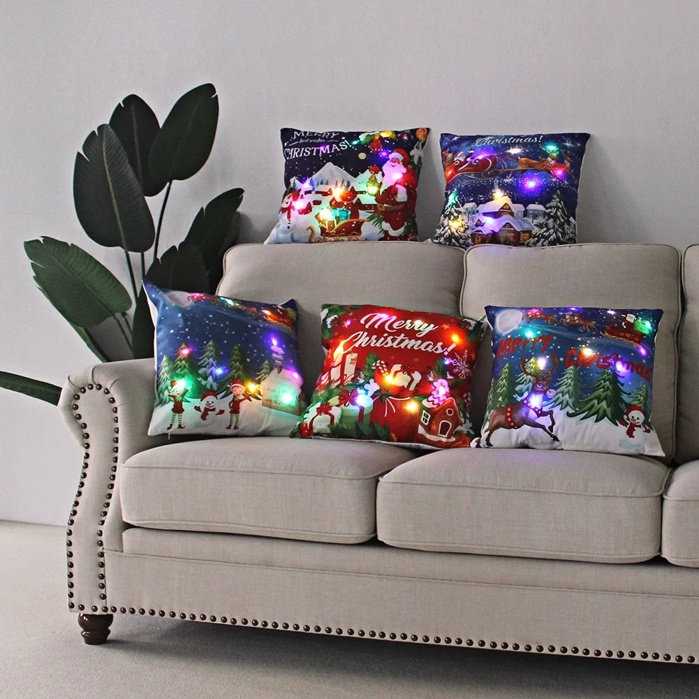 LED Christmas Pillow Cover with Luminous Holiday Patterns and Soft Fabric for Festive Home Décor - Image 15