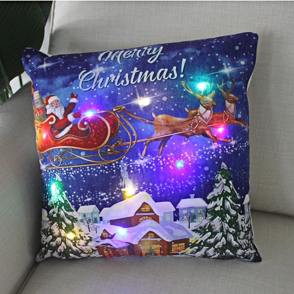 LED Christmas Pillow Cover with Luminous Holiday Patterns and Soft Fabric for Festive Home Décor - Image 4