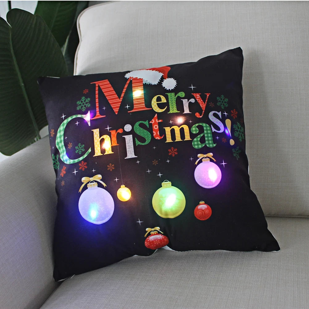 LED Christmas Pillow Cover with Luminous Holiday Patterns and Soft Fabric for Festive Home Décor - Image 5