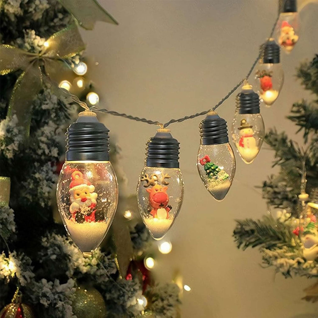 LED Christmas String Lights with Miniature Snow Globe Bulbs and Warm White Glow - Image 10