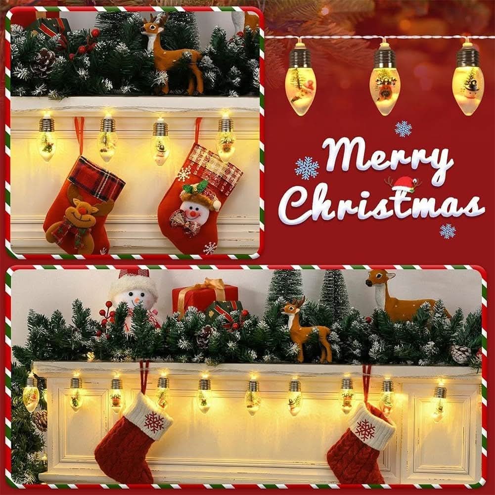 LED Christmas String Lights with Miniature Snow Globe Bulbs and Warm White Glow - Image 11