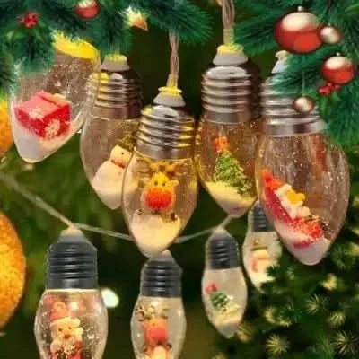 LED Christmas String Lights with Miniature Snow Globe Bulbs and Warm White Glow - Image 12
