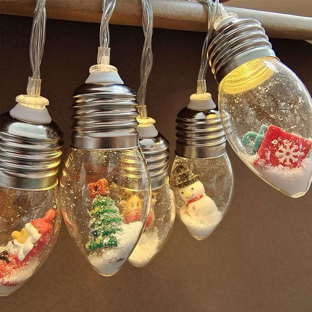 LED Christmas String Lights with Miniature Snow Globe Bulbs and Warm White Glow - Image 4