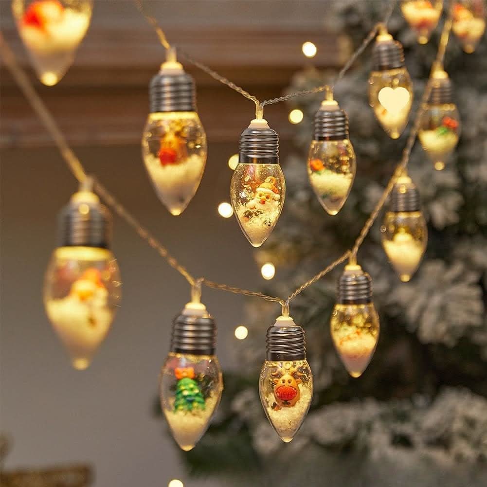 LED Christmas String Lights with Miniature Snow Globe Bulbs and Warm White Glow - Image 5
