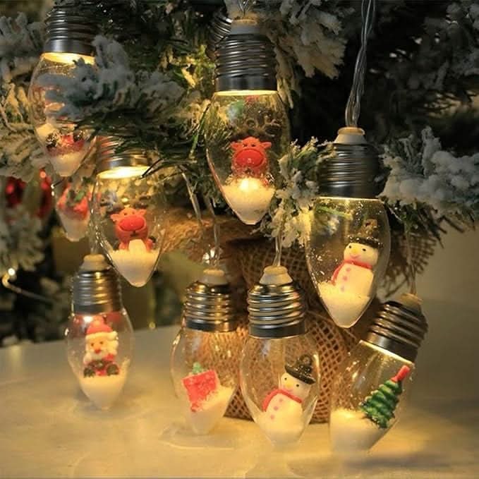 LED Christmas String Lights with Miniature Snow Globe Bulbs and Warm White Glow - Image 6