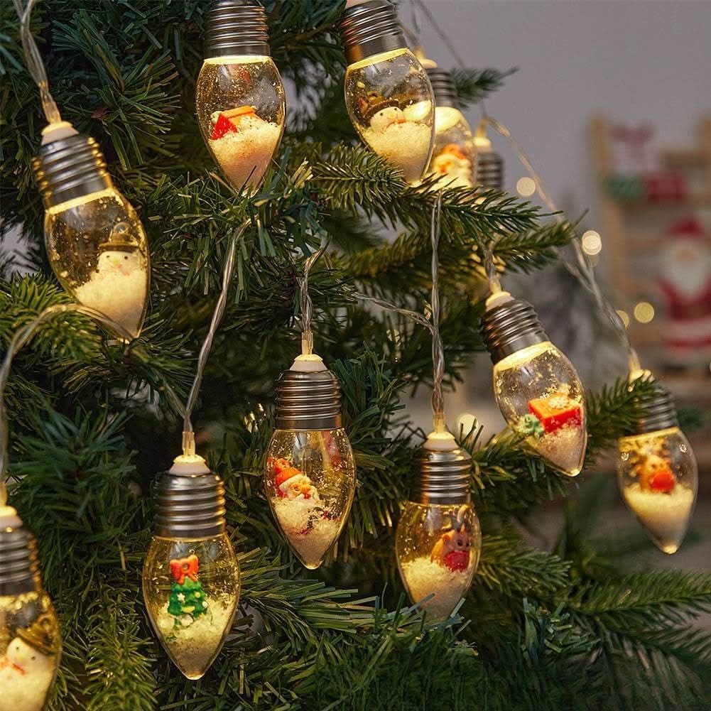 LED Christmas String Lights with Miniature Snow Globe Bulbs and Warm White Glow - Image 7