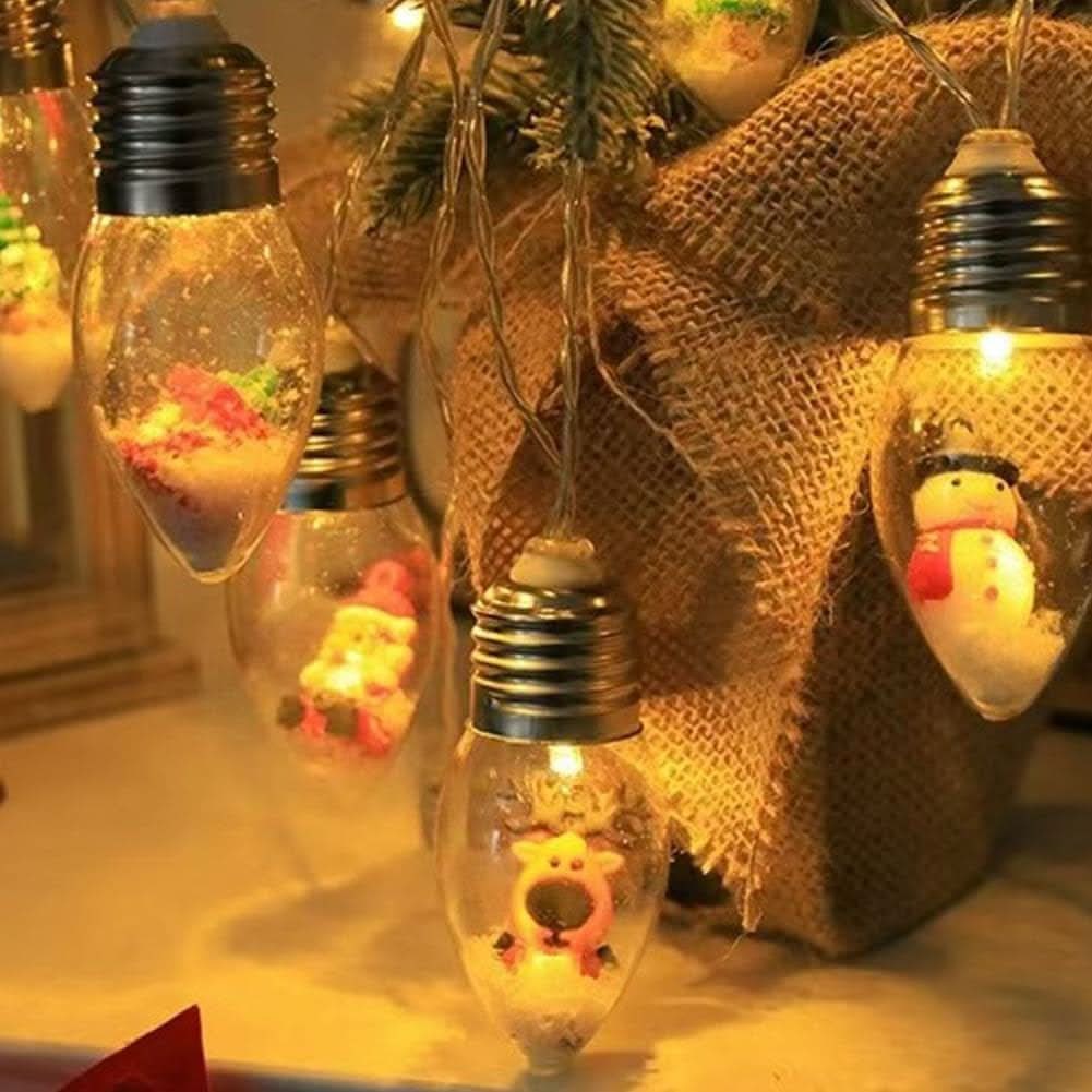 LED Christmas String Lights with Miniature Snow Globe Bulbs and Warm White Glow - Image 8