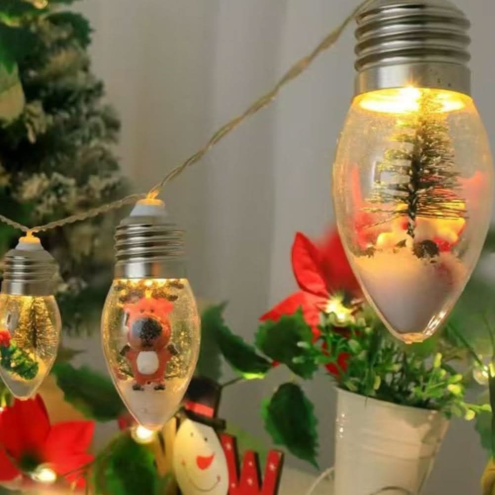 LED Christmas String Lights with Miniature Snow Globe Bulbs and Warm White Glow - Image 9