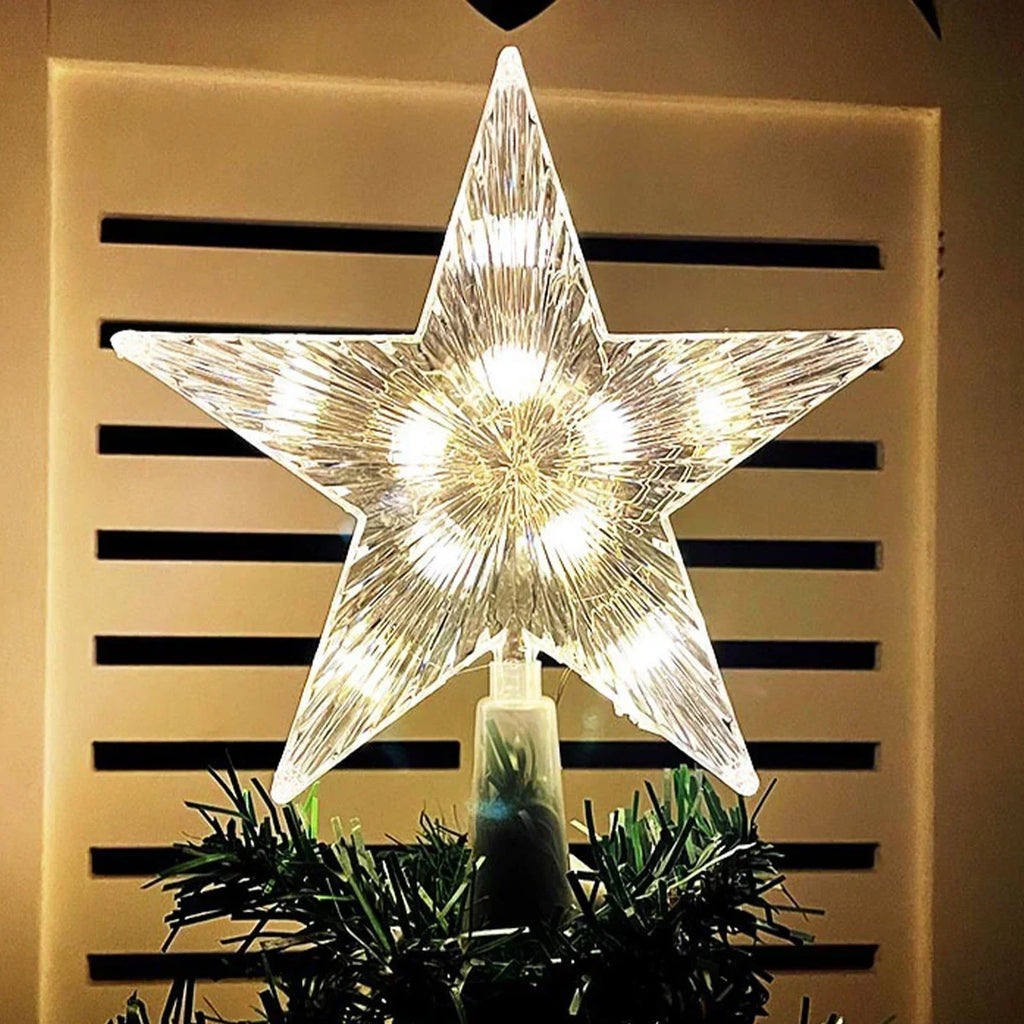 LED Christmas Tree Topper Star with Warm White Lights and Battery Operation - Image 2
