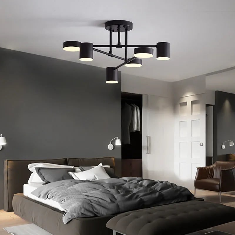 LED Flush Ceiling Lights Semi Contemporary 6-Light with Geometric Arms - Image 1