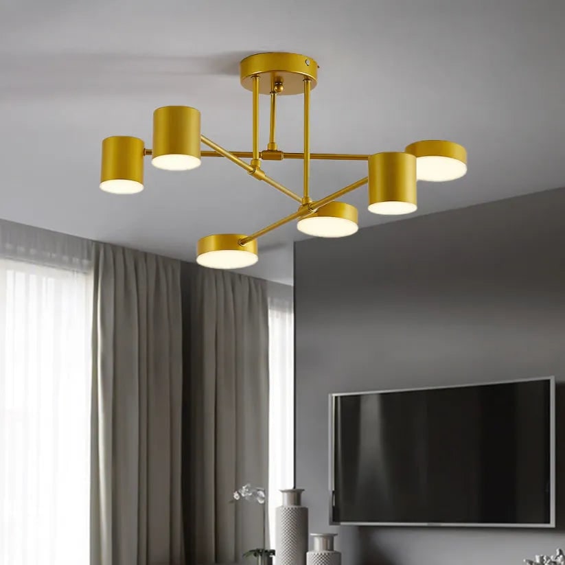LED Flush Ceiling Lights Semi Contemporary 6-Light with Geometric Arms - Image 2
