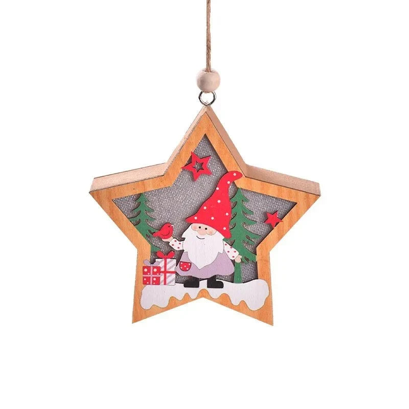 LED Light Up Christmas Ornaments with Warm Glow and Wooden Design for Holiday Decorations - Image 3