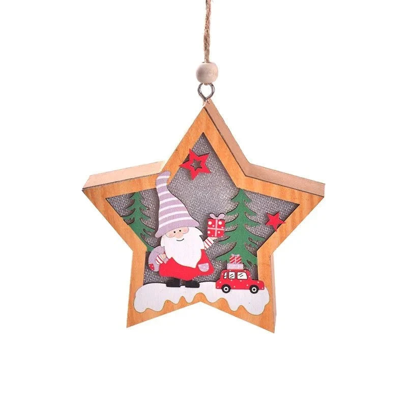 LED Light Up Christmas Ornaments with Warm Glow and Wooden Design for Holiday Decorations - Image 4
