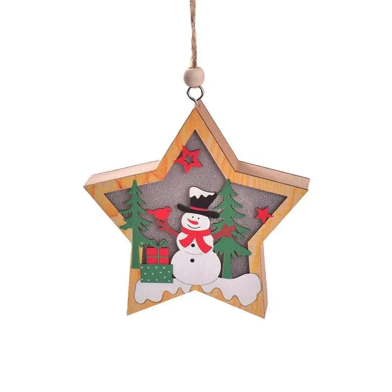 LED Light Up Christmas Ornaments with Warm Glow and Wooden Design for Holiday Decorations - Image 7