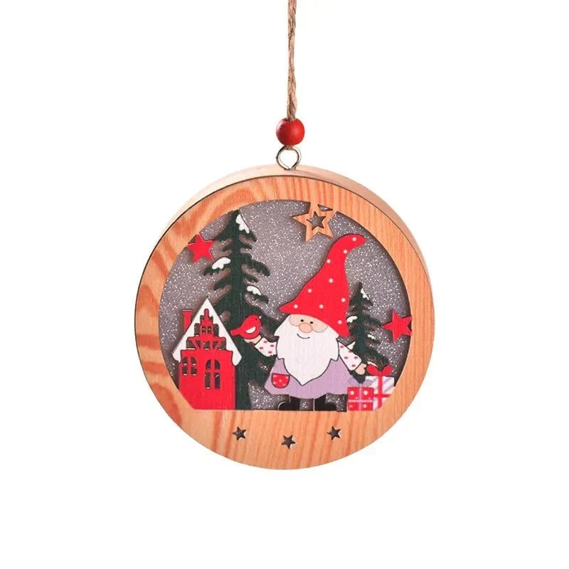 LED Light Up Christmas Ornaments with Warm Glow and Wooden Design for Holiday Decorations - Image 8