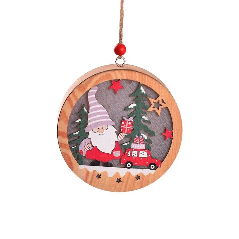 LED Light Up Christmas Ornaments with Warm Glow and Wooden Design for Holiday Decorations - Image 9