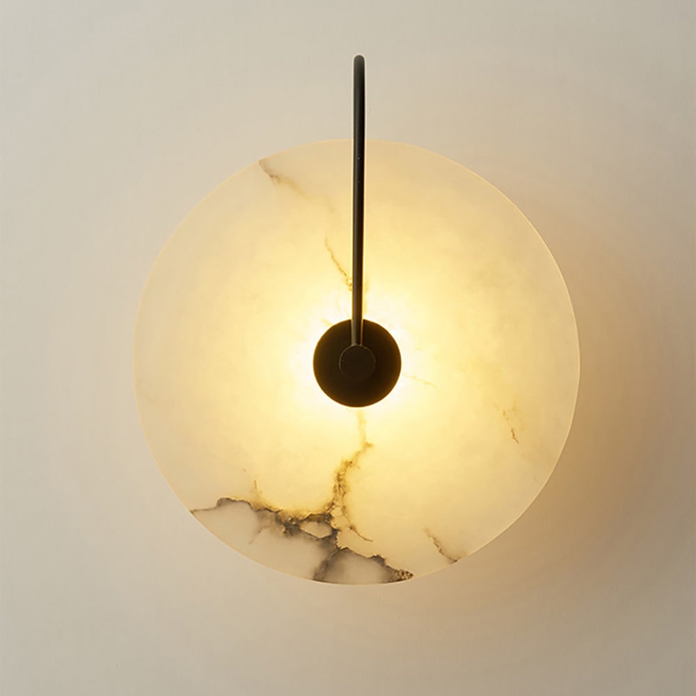 LED Wall Sconce with Modern Alabaster Shade and Curved Metal Arm - Image 5