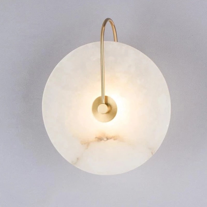 LED Wall Sconce with Modern Alabaster Shade and Curved Metal Arm - Image 6