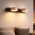 LED Wall Sconce with Travertine Stone and Wood Base Modern Adjustable Lighting - Image 1