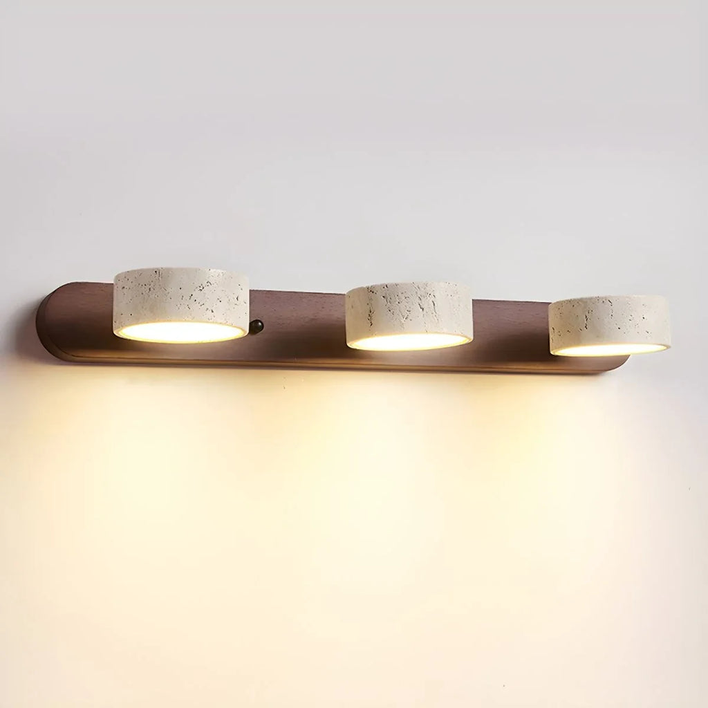 LED Wall Sconce with Travertine Stone and Wood Base Modern Adjustable Lighting - Image 10